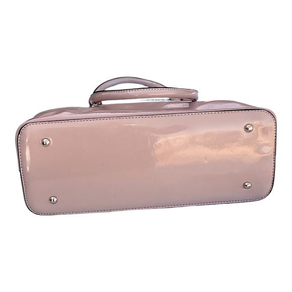 BLUSH VEGAN PATENT LEATHER SATCHEL PURSE NEW - Picture 7 of 7